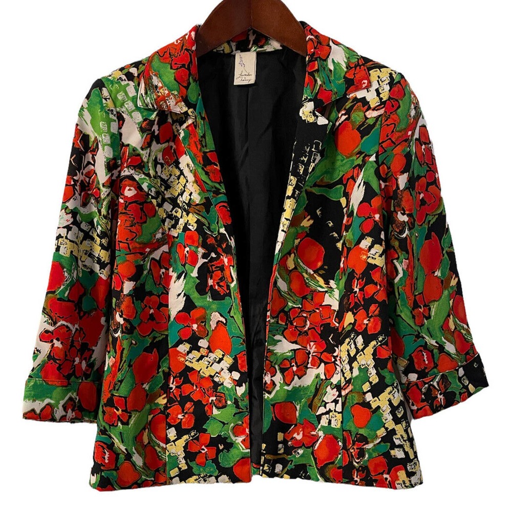 Lavender and Honey Women Multicolor Lined Open Jacket Size Med